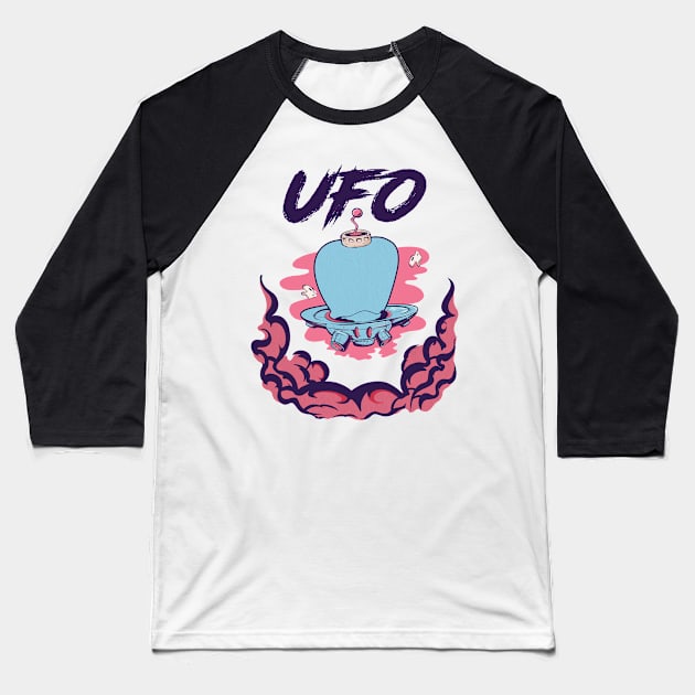 Alien Ufo Art Retro design Baseball T-Shirt by Akahako